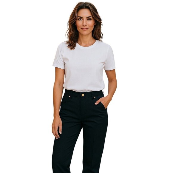 St. John Sport Straight Leg Pants Black Size 4 Quiet Luxury Coastal Minimalist - Picture 1 of 11
